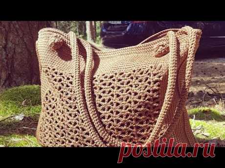 Вяжем стильную сумку-шоппер для пляжа и города 🏖🏣 crochet pattern.