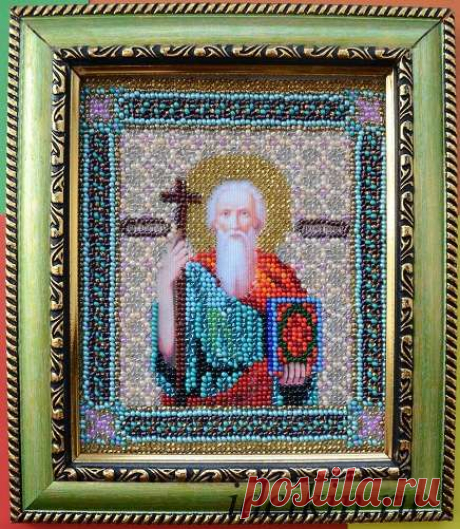 Икона апостола Андрея, вышивка бисером Икона вышивка бисером "Андрея первозванного". На сайте представлен обзор вышивки бисером иконы.