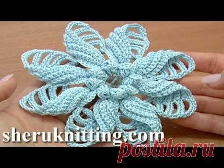 Crochet Folded Petal Flower Tutorial 57 Part 1 of 2 Fiori all'Uncinetto con bottoni usati - YouTube