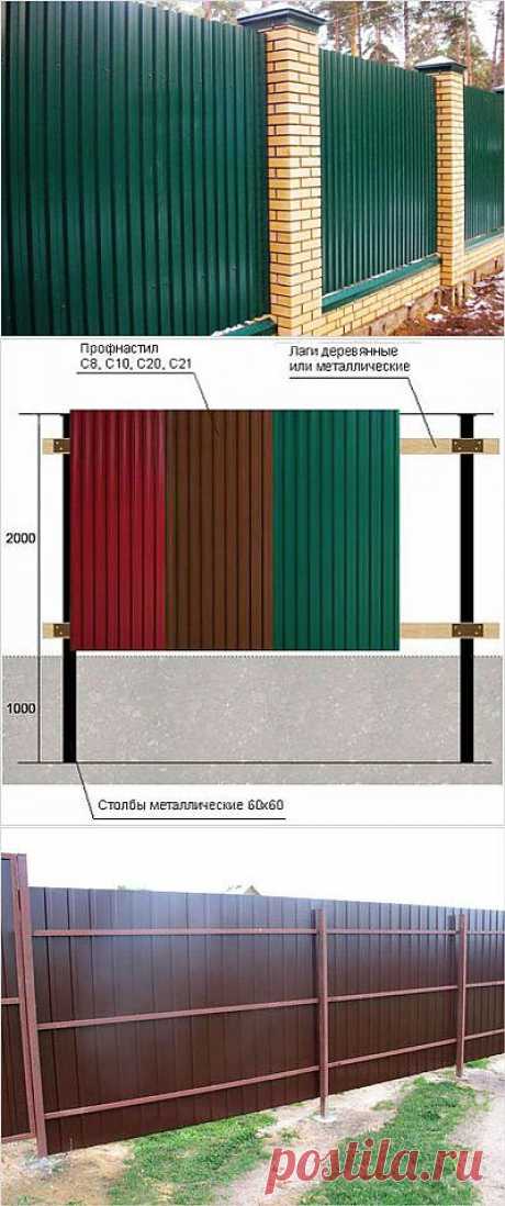 Забор из профнастила своими руками - монтаж забора из профнастила. Технология строительства.