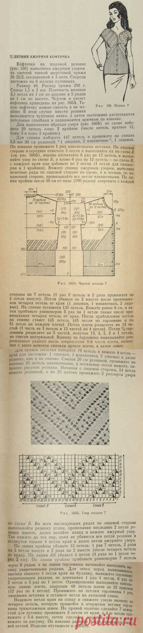 Летняя ажурная кофточка спицами