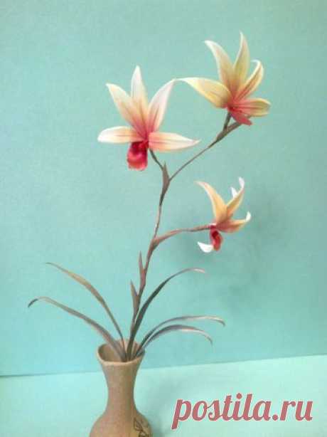 Веточка дикой орхидеи (мастер класс) / Прочие виды рукоделия / Цветы из ткани