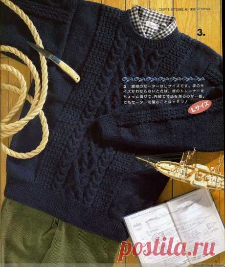 Вязание аранового пуловера для мальчика.