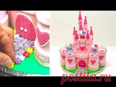 PRINCESS CASTLE Hello Kitty Play Cake - How To Make by CakesStepbyStep