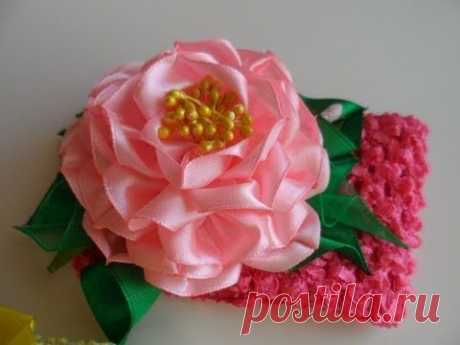 hand made : Пион повязка Канзаши / D.I.Y. Peony Headband kanzashi