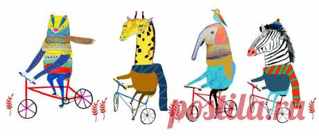 bike illustration, childrens illustrator, art for kids, bike art, designer, wall art, art prints, childrens book artist, hire an illustrator, colorful, whimsical, animal art - Ashley Percival Illustration