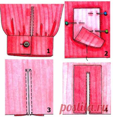Выполнение разреза или шлицы на рукаве