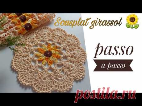 Sousplat girassol 🌻 - lugar americano de crochê