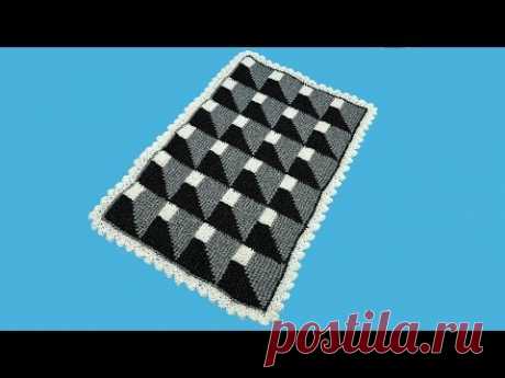 3D узор. Коврик 3D. Объемное вязание. Коврик крючком. (3D rug. Crochet)