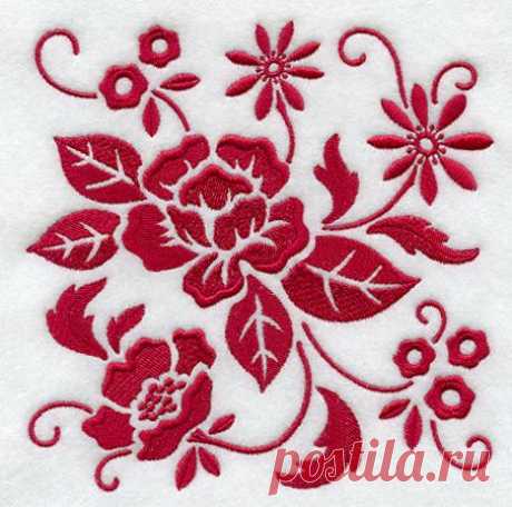 Machine Embroidery Designs at Embroidery Library! - Simply Red Floral Square