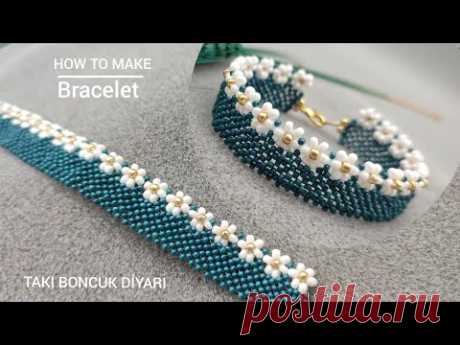 [DIY] Farklı Papatya Bileklik yapımı ..Different daisy  Bracelet making. How to make beaded bracelet