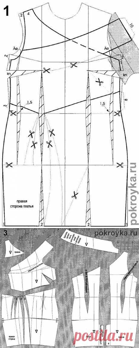 Платье с двойной встречной складкой | pokroyka.ru-уроки кроя и шитья