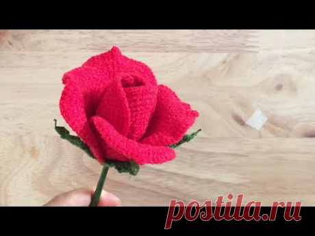 Crochet Valentine Rose (Medium size) กุหลาบ ขนาดกลาง