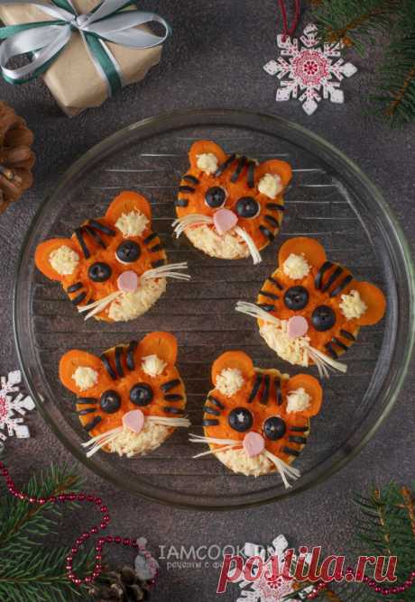 Тарталетки «Тигрята» с колбасой — рецепт с фото пошагово