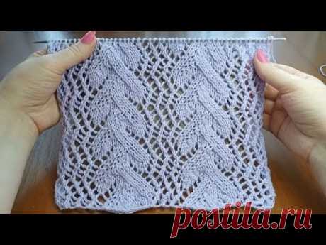 🌾Красивый узор " Колосок" спицами + схема 🌾 Knitting pattern "Spikelet".