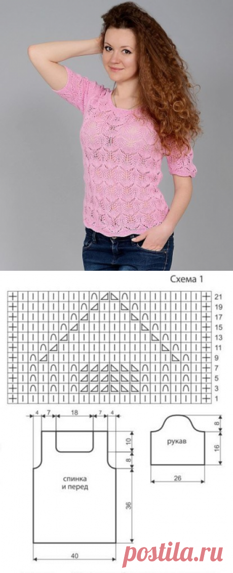 Легкая кофточка с коротким рукавом (Вязаниие спицами) — Журнал Вдохновение Рукодельницы