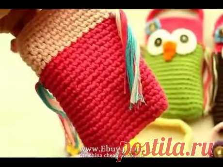 Cute Owl Crochet Handmade Knit Cell Phone Bag Covers