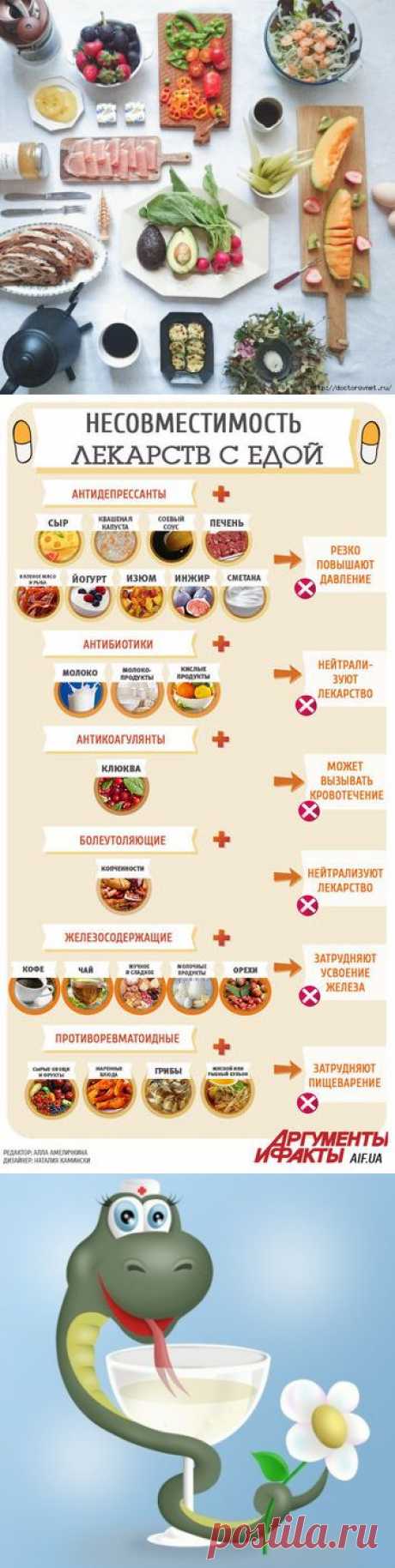 Инфографика самого вредного сочетания еды и лекарств