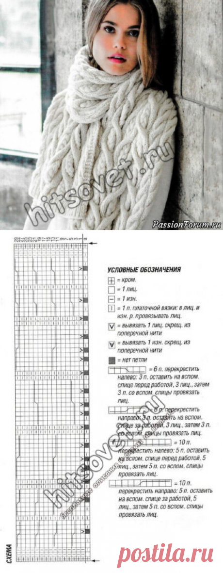 Шарф с косами - запись пользователя Лисик (Светлана) в сообществе Вязание спицами в категории Вязание спицами аксессуаров