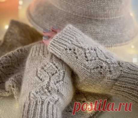 Ажурный комплект спицами: шапка, митенки и снуд | Тепло о вязании | Пульс Mail.ru