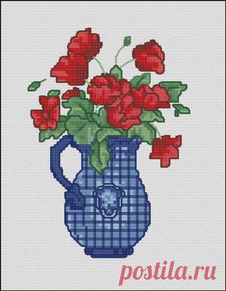 Flowers in a Vase Cross Stitch PDF Pattern Download Cross | Etsy