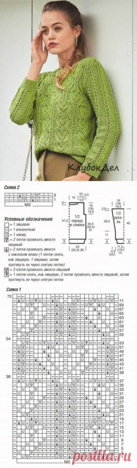 Вязание спицами - ажурный пуловер для женщин, схемы с описанием вязания