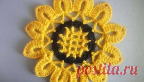 Мотив ПОДСОЛНУХ SUN FLOWER Crochet Motif