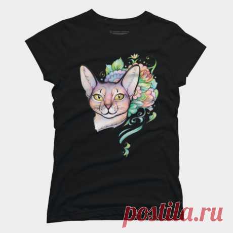 Abyssinian Cat On Floral Background T Shirt By Yulla Design By Humans