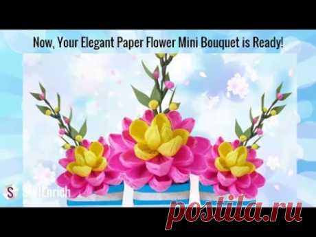 DIY Easy Paper Craft : How to Make a Pretty Crepe Paper Flower Bouquet | DIY Room Decor