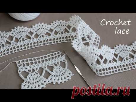 Beautiful and very easy to crochet LACE for beginners PATTERN SCHEME Ленточное кружево крючком КАЙМА