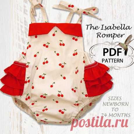 PDF Sewing pattern for romper sunsuit, Baby sewing pattern for baby girls toddler, Infant Newborn, ruffle romper, diaper cover, ISABELLA