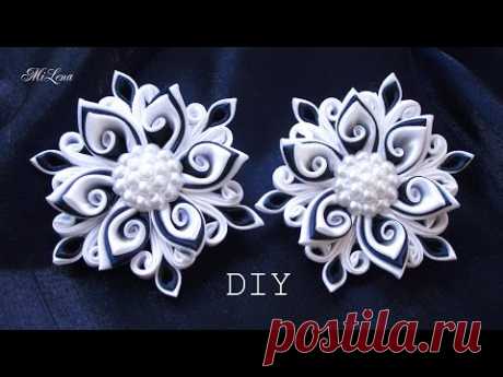 Резинки канзаши, МК / DIY Scrunchy with Kanzashi flowers