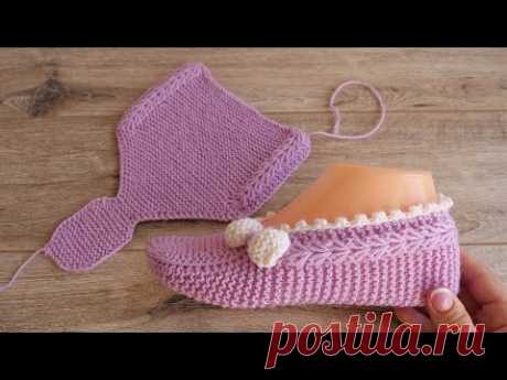 Следки «Розовая нежность» спицами | Knitted Slippers «Pink tenderness»