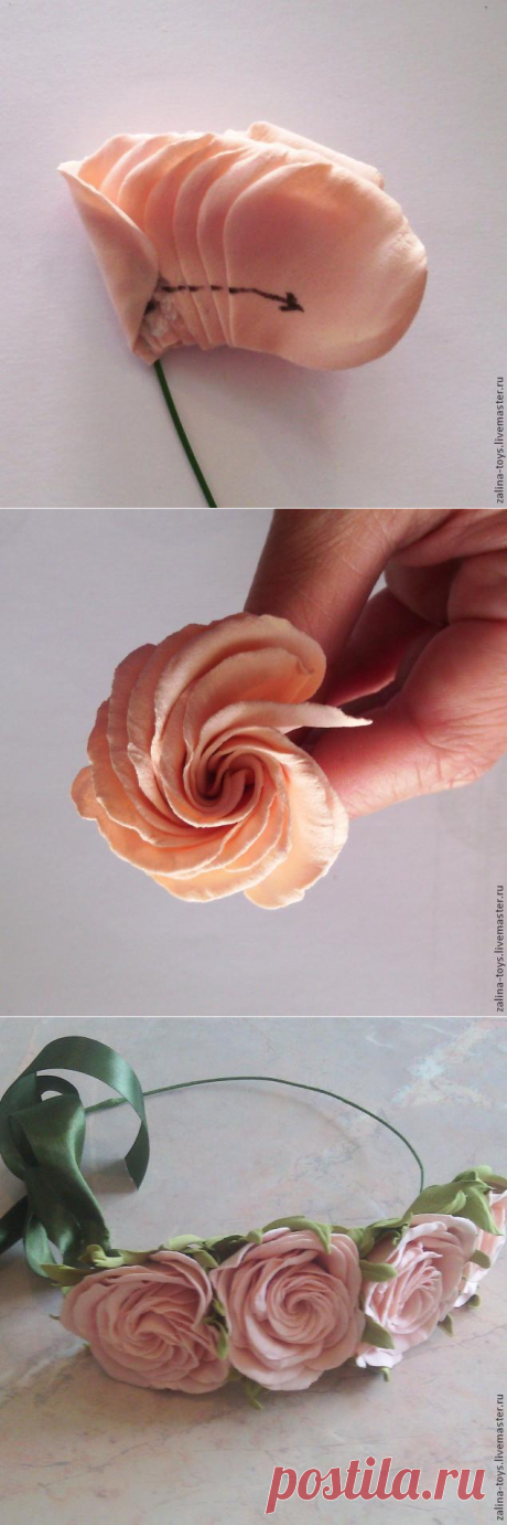 Делаем розы из фоамирана на примере венка-повязки - Ярмарка Мастеров - ручная работа, handmade