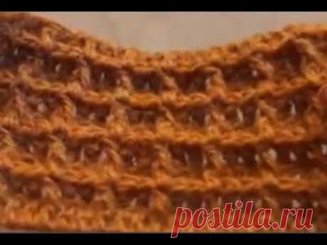 Узор соты для пледов крючком (A pattern of a honeycomb). Раппорт 3 петли + 2.