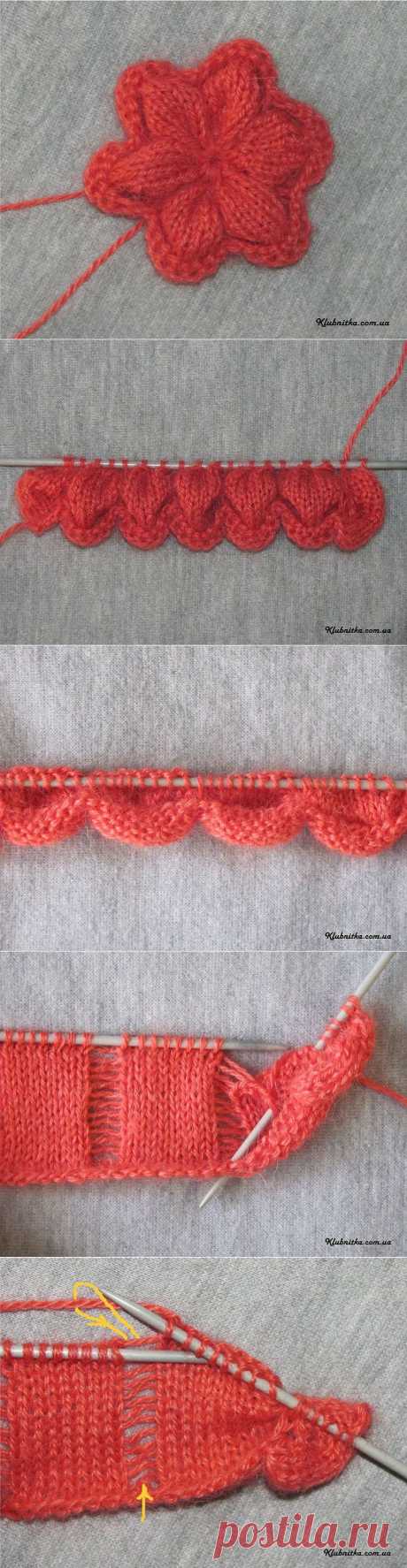 Вязание-спицы &gt;Мастер-класс по вязанию цветов спицами