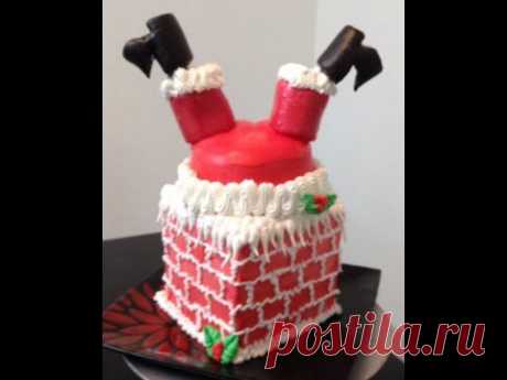 ▶ Santa and Chimney Cake- Buttercream- Cake Decorating - YouTube