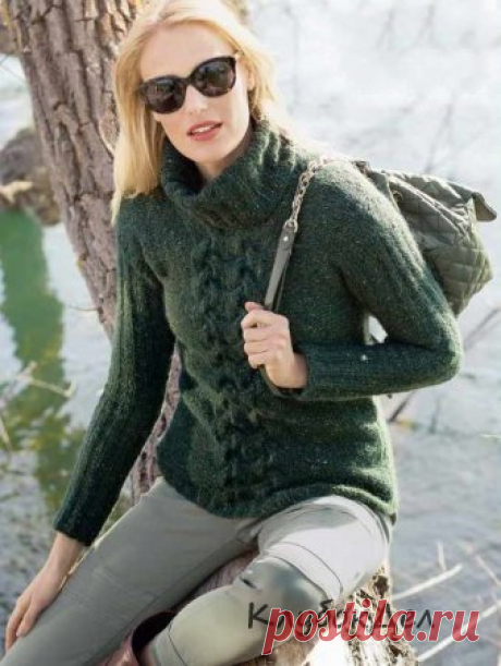 Пуловер с «косой», схема вязания и выкройка. Вязание для женщин