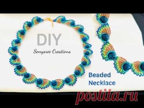 Hera Peacock Necklace || DIY peacock beaded necklace || How to make beaded necklace