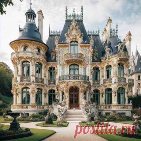 eclectic french chateau exterior