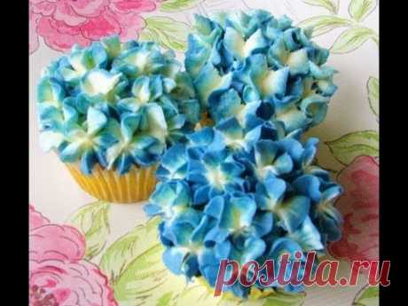 Buttercream Hydrangea Cupcake Tutorial - YouTube