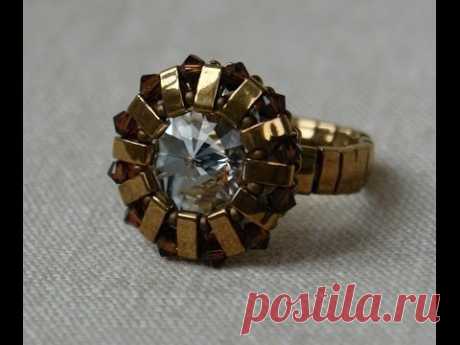 Sidonia's handmade jewelry - Half Tila Ring - Beaded Ring - YouTube
