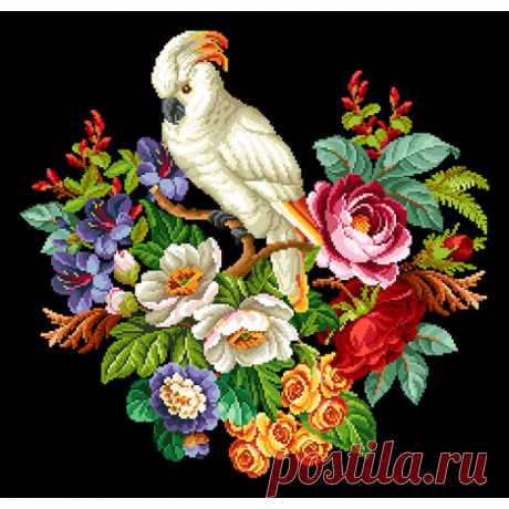 A210 A white parrot on a vintage bouquet - Inspire Uplift