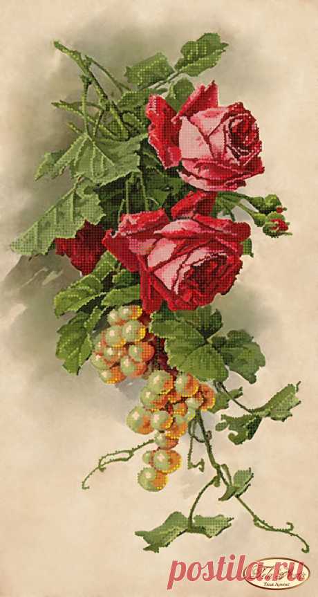 Схема для вышивания бисером Тэла Артис «Розы и виноград». - интернет-магазин «Делай сама»