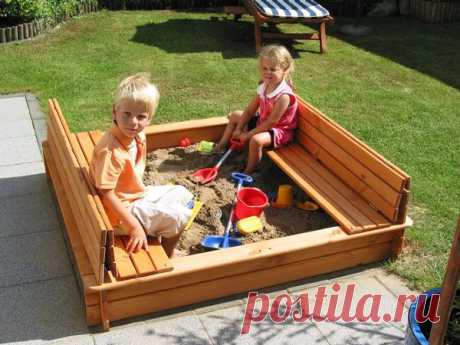 Комфортные и удобные песочницы для детей на даче