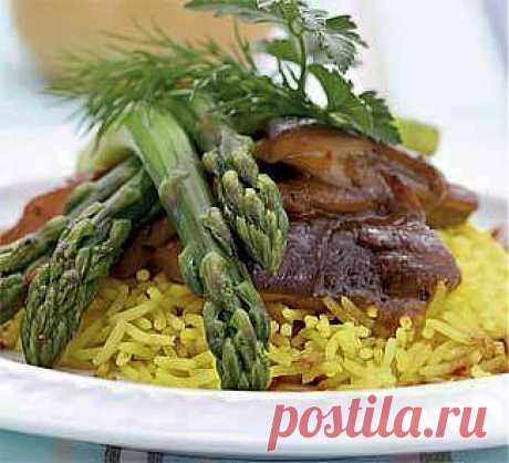 Рис с белыми грибами и спаржей, второе блюдо. Пошаговый рецепт с фото на Gastronom.ru