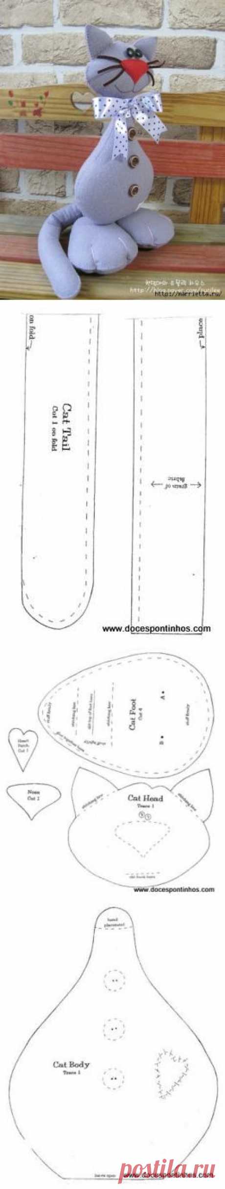Как сшить кота из фетра. Выкройка кота и мастер-класс