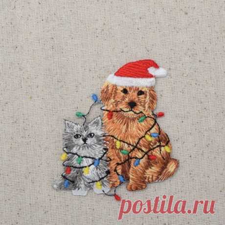 Christmas Puppy Dog Kitten Cat Iron on Applique