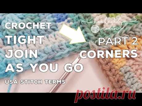 Crochet Tight Join As You Go method |  ⭐ PART 2 ⭐ How to tackle the corners! | Solid Granny Square