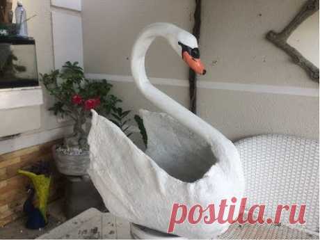 Diy Vaso Cisne de toalha cimento, e cano PVC, facil concrete swan jug